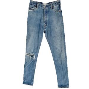 LEVI'S Re/Done Straight Leg 5 Pocket Button Fly Denim Jeans Women Size 24 Cotton